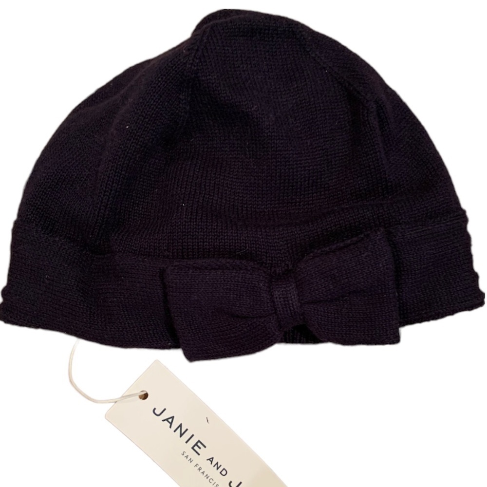 Janie and Jack Bow Front Knit Hat Navy 12-24 months NWT